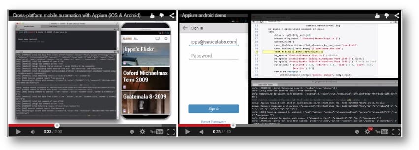 Video demos of Appium running Selenium-like scripts on both iOS and Android