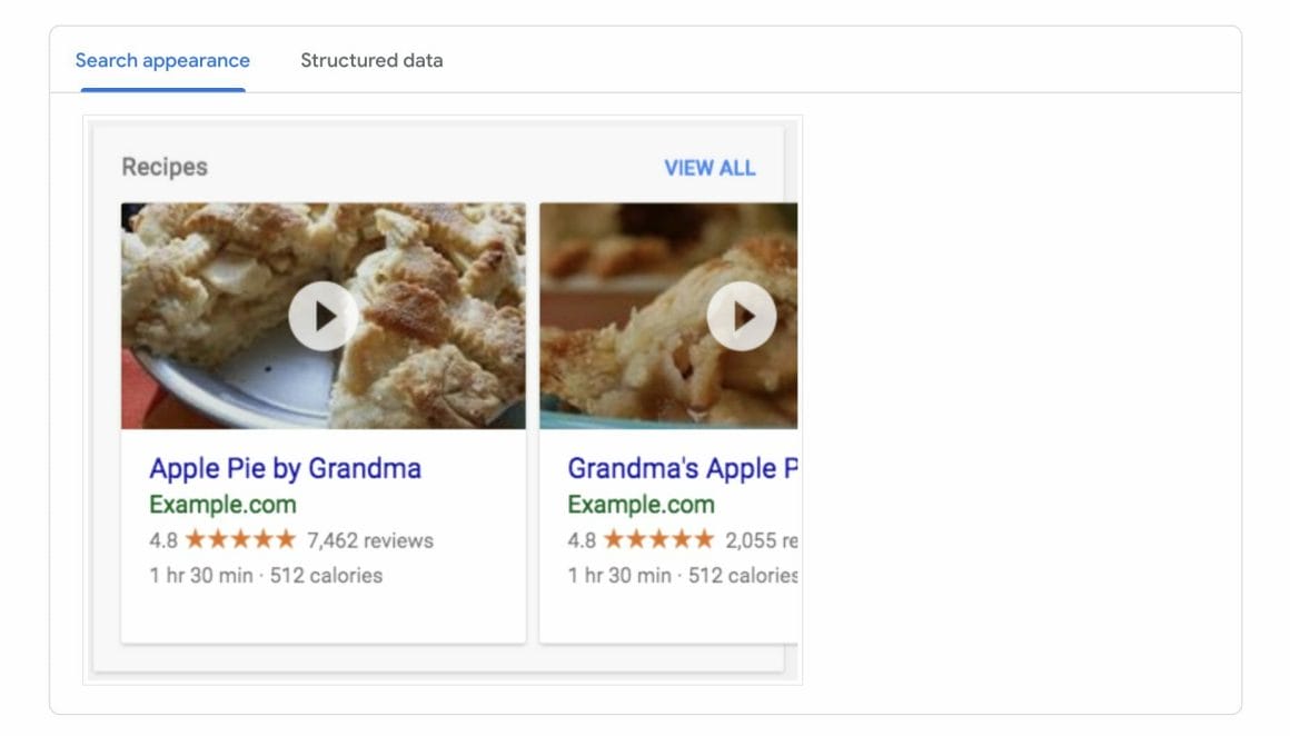 Special Google search results based on structured data